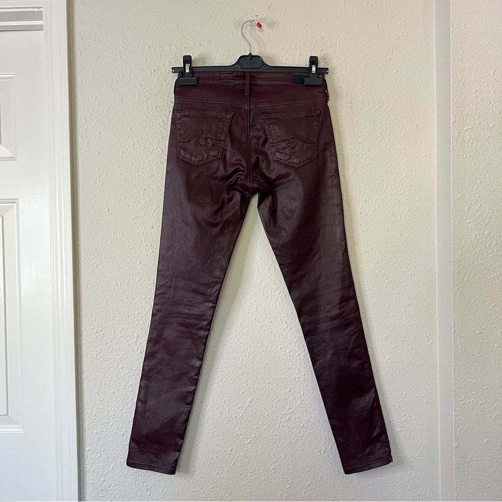 Adriano Goldschmied Burgundy Coated The Legging Ankle Skinny Pants Size 24R