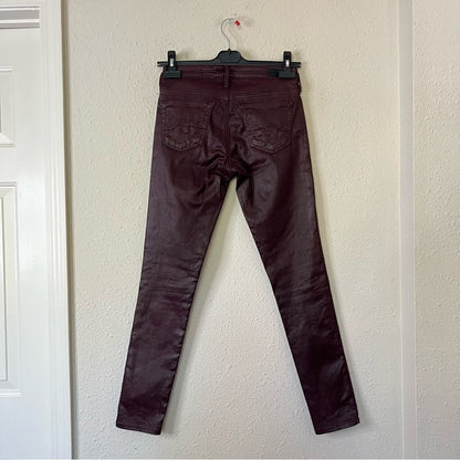 Adriano Goldschmied Burgundy Coated The Legging Ankle Skinny Pants Size 24R