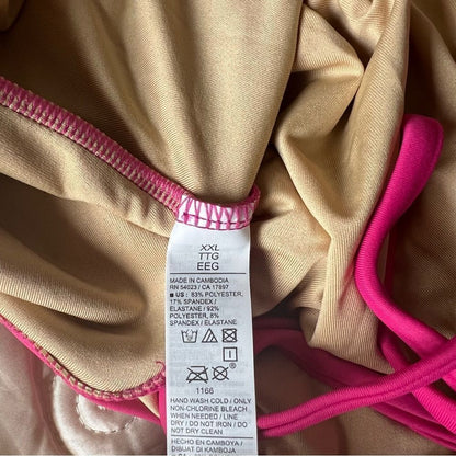 Old Navy V Neck Ruffle Trim Cutout One Piece Swimsuit in Pink NEW Size XXL