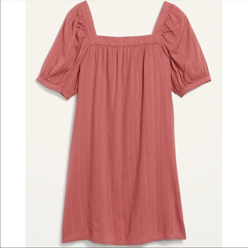 Women's Puff-Sleeves Dobby Mini Swing Dress Plus Size 4X