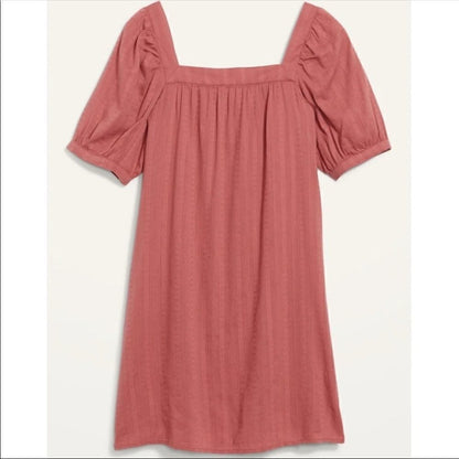 Women's Puff-Sleeves Dobby Mini Swing Dress Plus Size 4X
