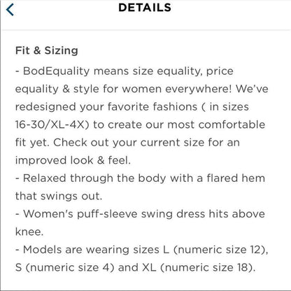 Women's Puff-Sleeves Dobby Mini Swing Dress Plus Size 4X