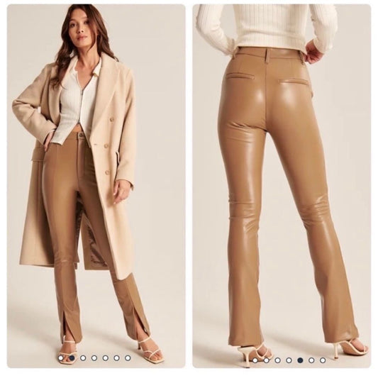 Abercrombie & Fitch “The Skinny Ultra High Rise” Vegan Leather Split-Hem Pant