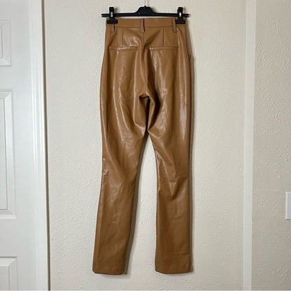 Abercrombie & Fitch “The Skinny Ultra High Rise” Vegan Leather Split-Hem Pant