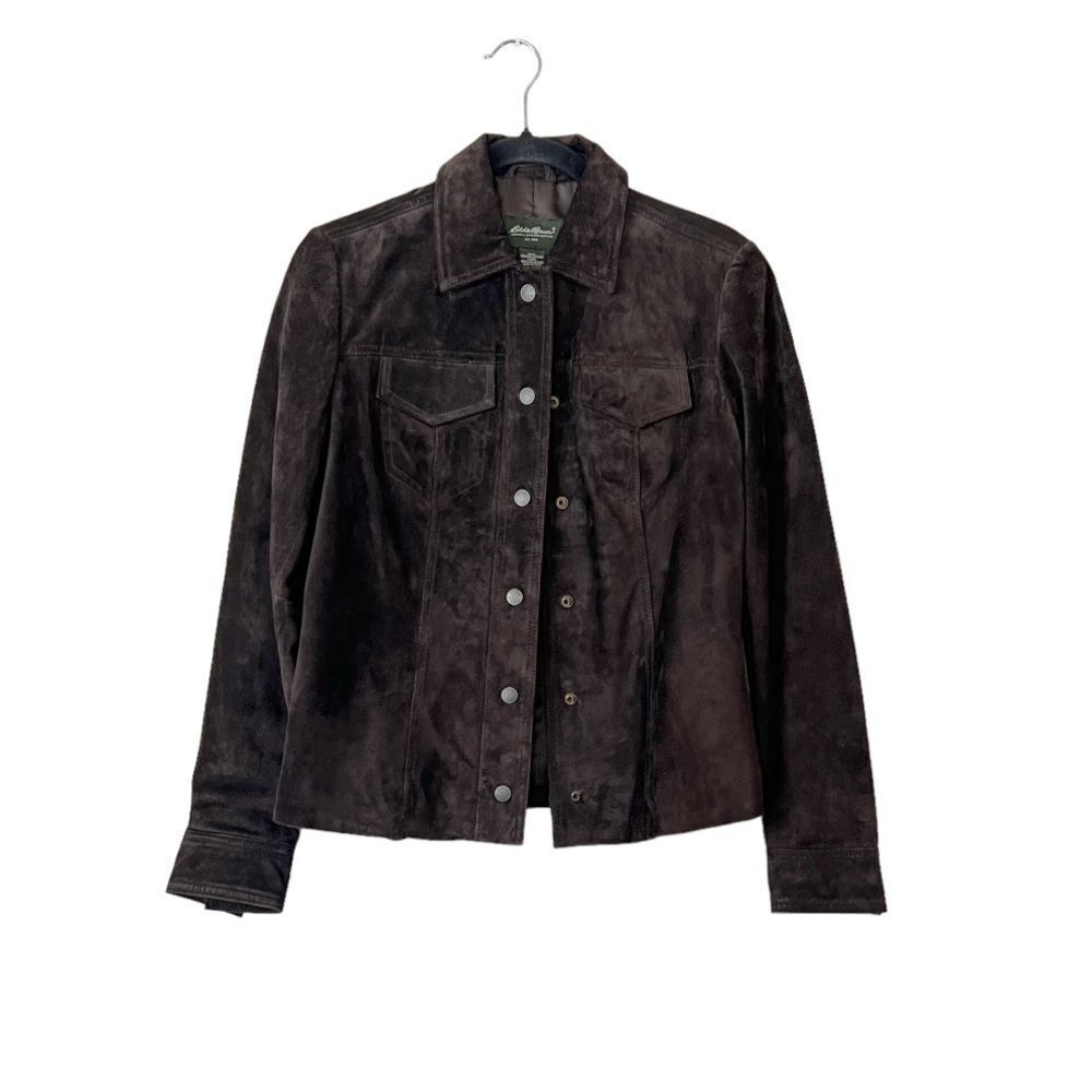 EDDIE BAUER Genuine Leather Washable Suede Jacket in Brown NEW Size Small