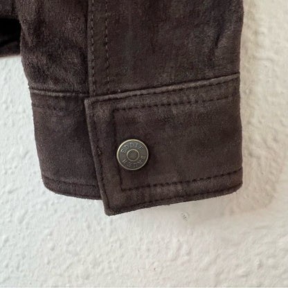 EDDIE BAUER Genuine Leather Washable Suede Jacket in Brown NEW Size Small