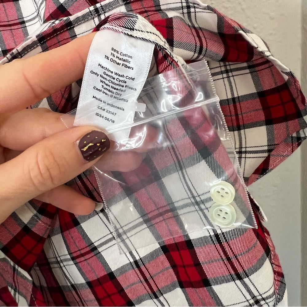 Talbots Classic Plaid Button Down Shirt Holiday NEW Plus Size 1X