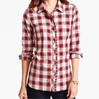 Talbots Classic Plaid Button Down Shirt Holiday NEW Plus Size 1X