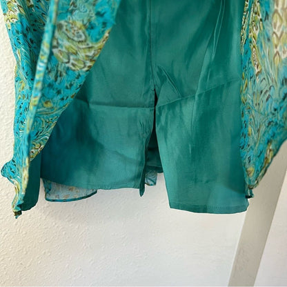 Terry Lewis Floral 100% Silk Top Skirt Set NEW Size 2X