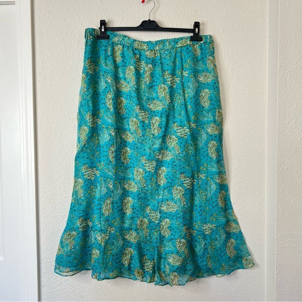 Terry Lewis Floral 100% Silk Top Skirt Set NEW Size 2X