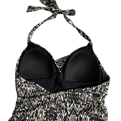 Badgley Mischka Zara Surplice Mio Halter One Piece Swimsuit Size 10