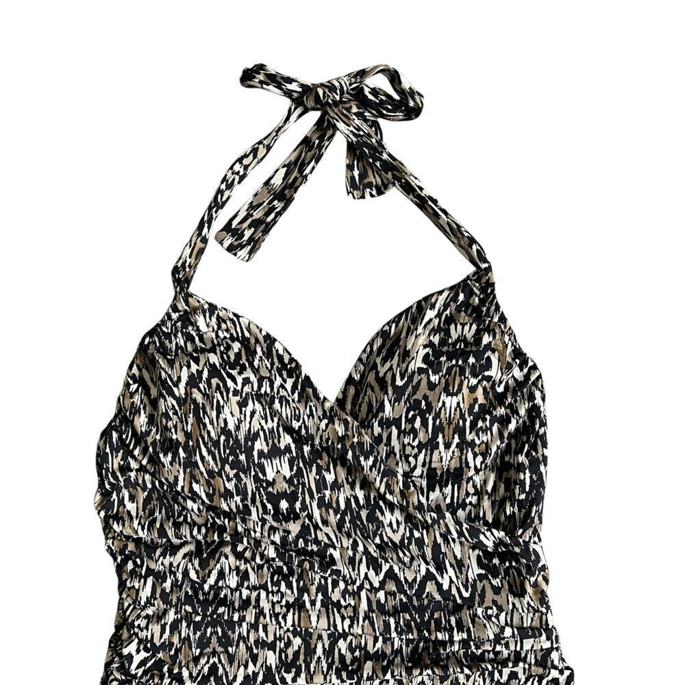 Badgley Mischka Zara Surplice Mio Halter One Piece Swimsuit Size 10