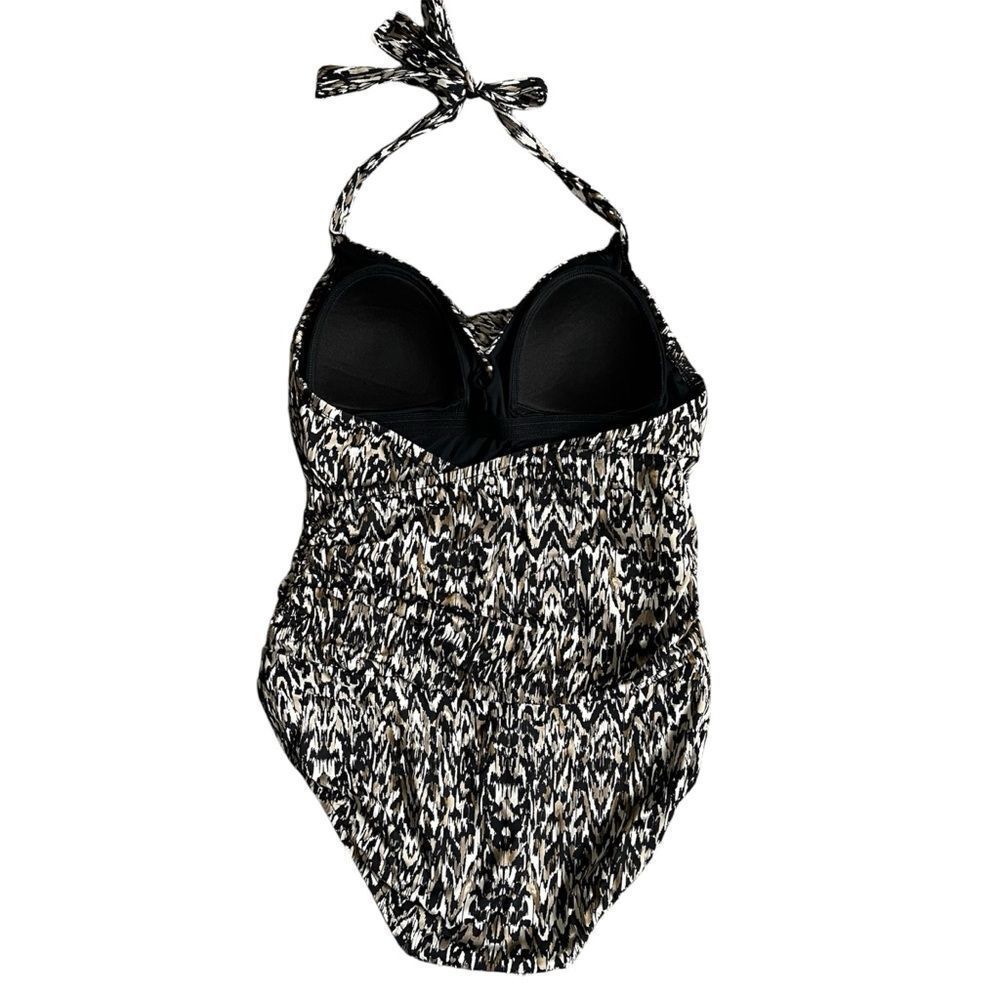 Badgley Mischka Zara Surplice Mio Halter One Piece Swimsuit Size 10