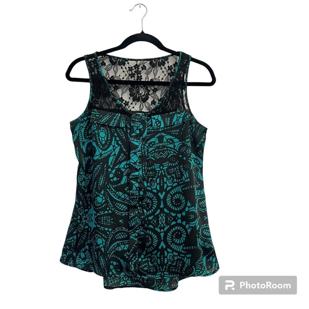 EXPRESS Printed Lace Sleeves Blouse Top Size Small