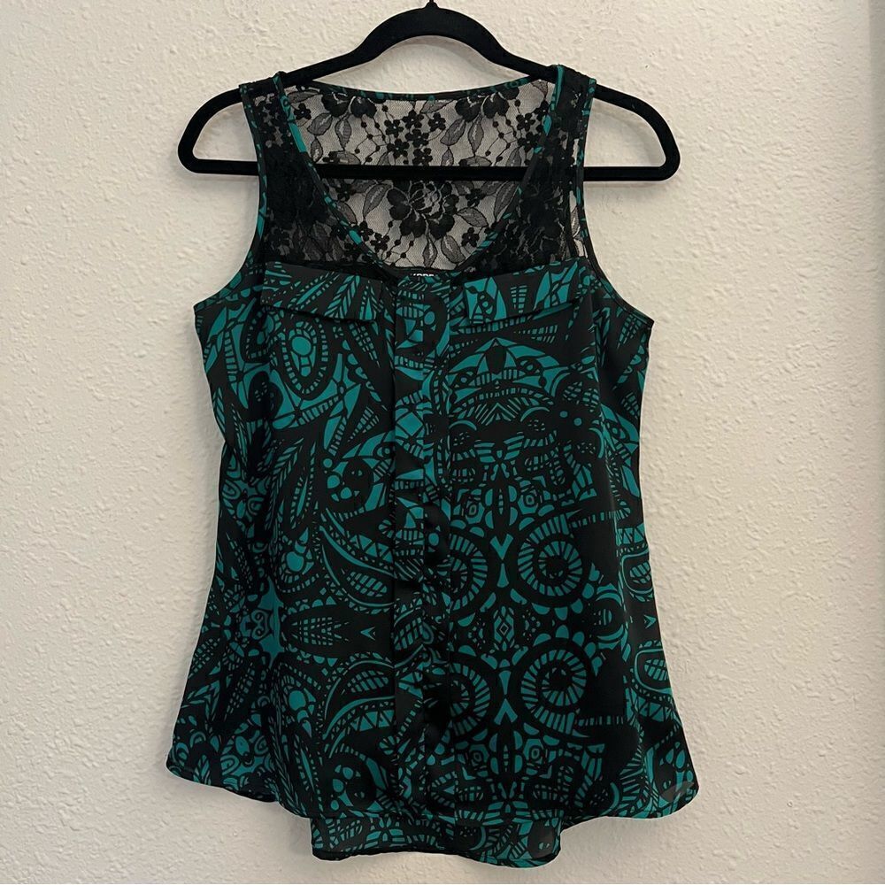 EXPRESS Printed Lace Sleeves Blouse Top Size Small