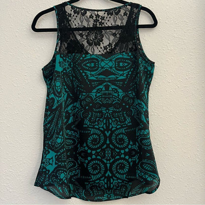 EXPRESS Printed Lace Sleeves Blouse Top Size Small