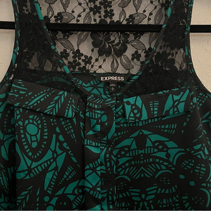 EXPRESS Printed Lace Sleeves Blouse Top Size Small