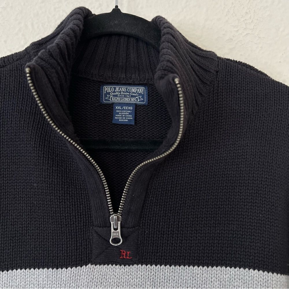 Vintage Polo Jeans Ralph Lauren Quarter Zip Sweater Size XXL