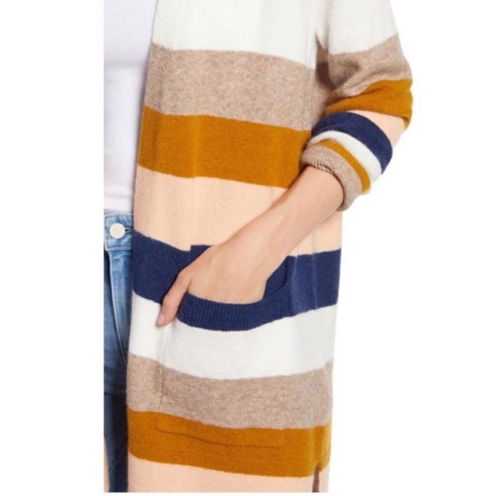 Madewell Kent Colorblock Wool Alpaca Cardigan NEW Plus Size 3X Bengali Indigo