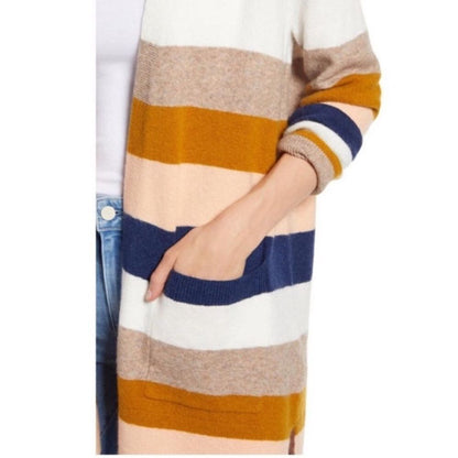 Madewell Kent Colorblock Wool Alpaca Cardigan NEW Plus Size 3X Bengali Indigo