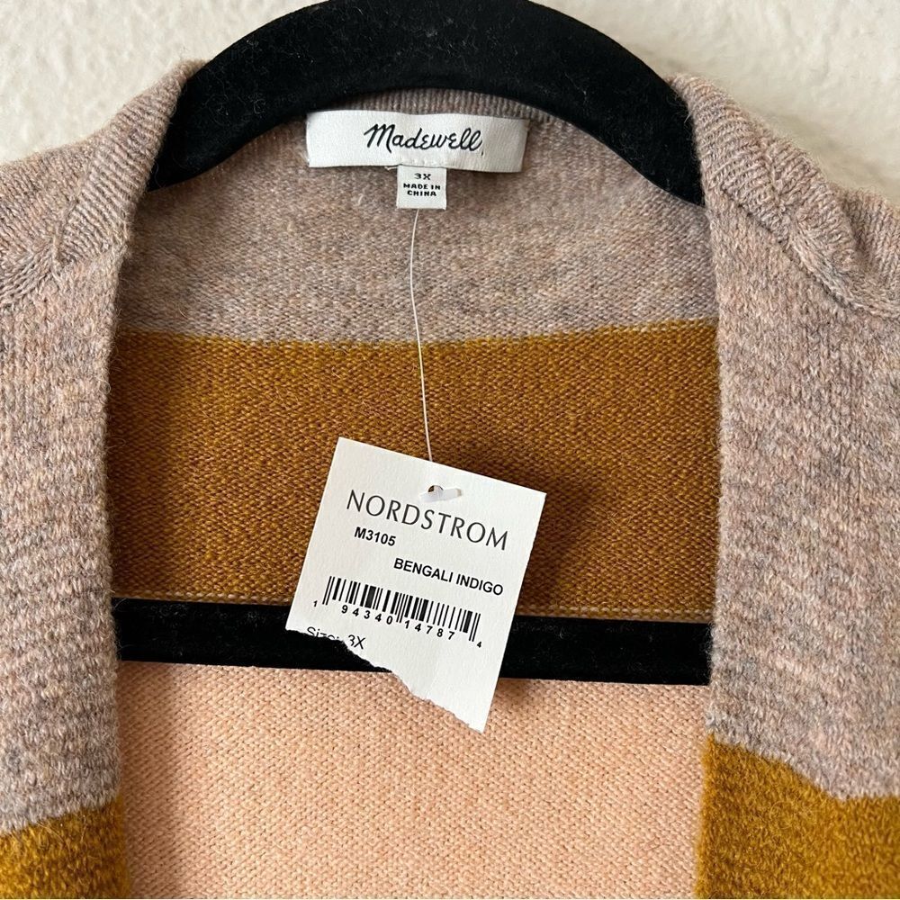 Madewell Kent Colorblock Wool Alpaca Cardigan NEW Plus Size 3X Bengali Indigo
