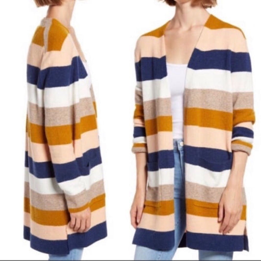 Madewell Kent Colorblock Wool Alpaca Cardigan NEW Plus Size 3X Bengali Indigo