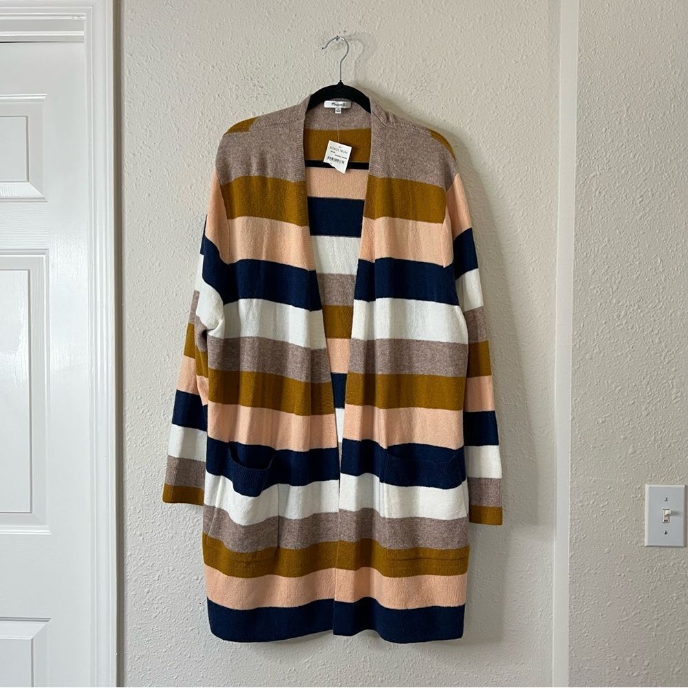 Madewell Kent Colorblock Wool Alpaca Cardigan NEW Plus Size 3X Bengali Indigo