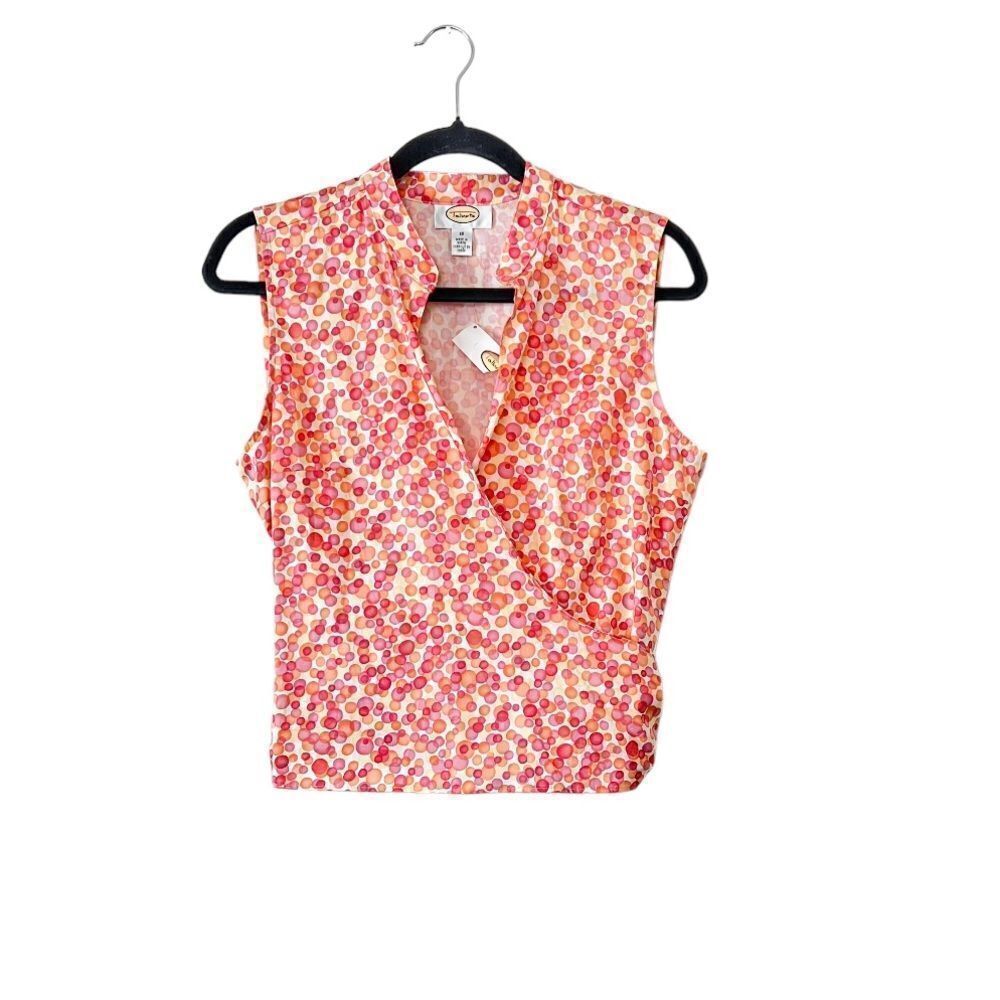 Talbots Sleeveless Wrap Blouse Shirt Top Cotton Size 10