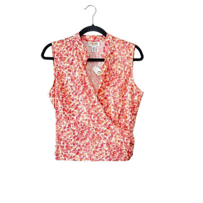 Talbots Sleeveless Wrap Blouse Shirt Top Cotton Size 10