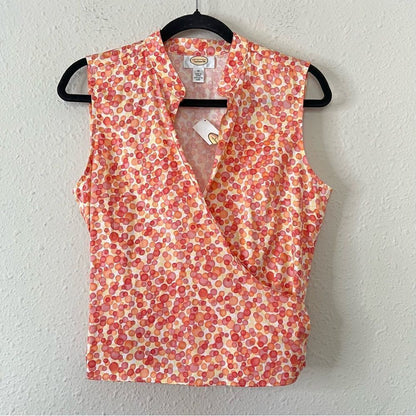 Talbots Sleeveless Wrap Blouse Shirt Top Cotton Size 10