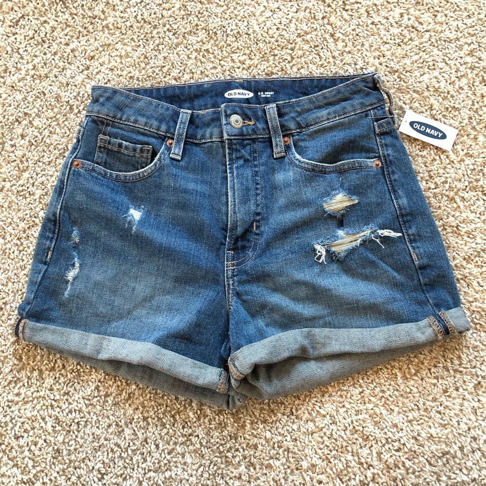 Old Navy High Rise Straight Ripped Jean Shorts Size 2