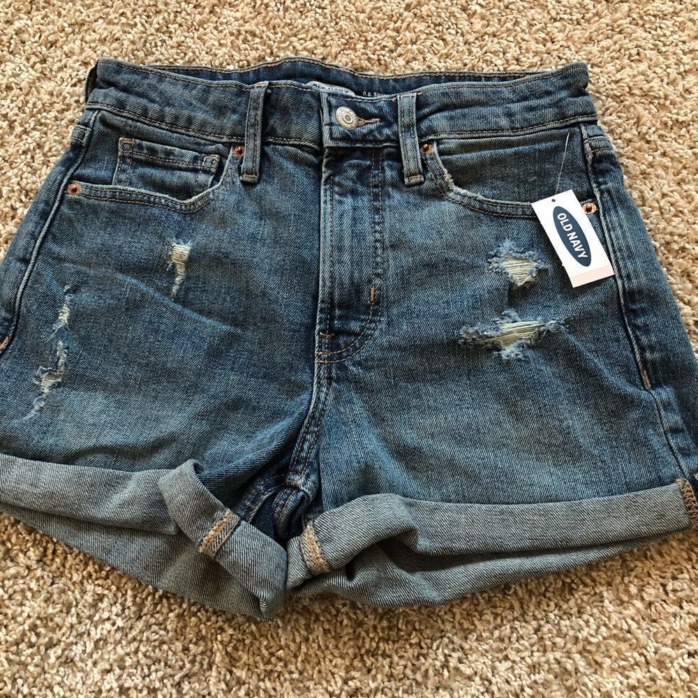 Old Navy High Rise Straight Ripped Jean Shorts Size 2