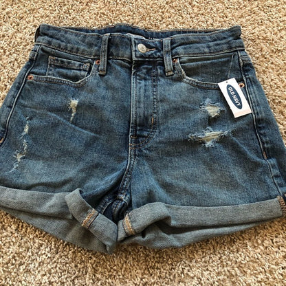 Old Navy High Rise Straight Ripped Jean Shorts Size 2
