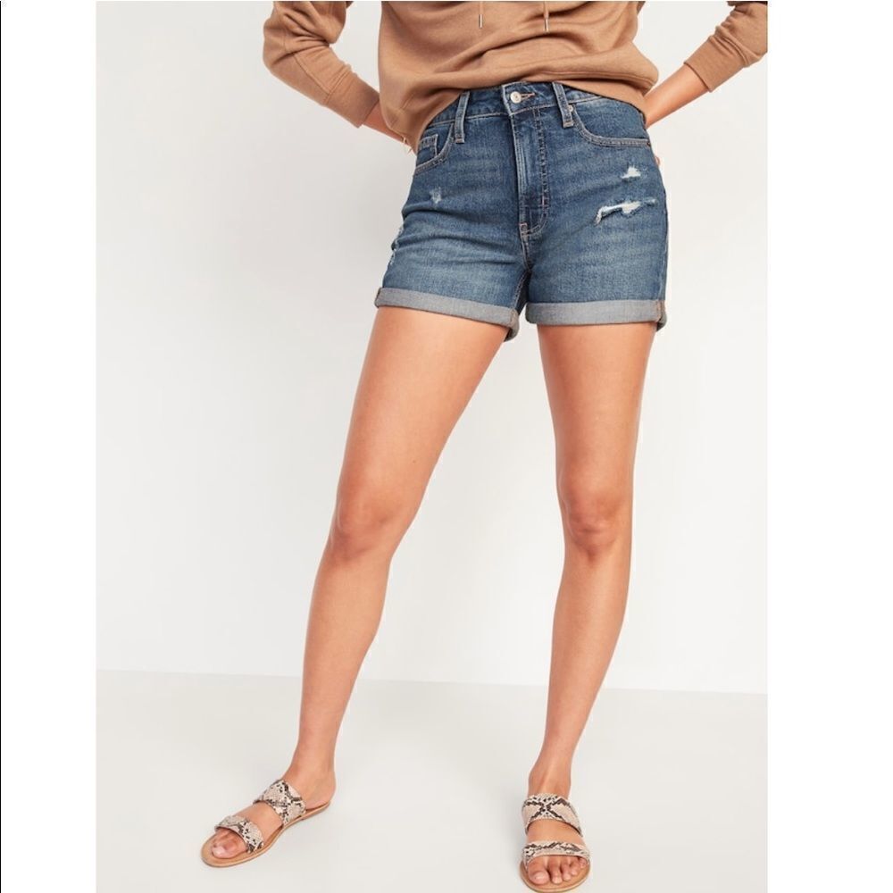 Old Navy High Rise Straight Ripped Jean Shorts Size 2