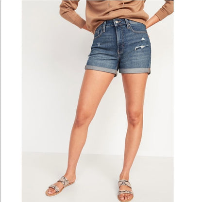 Old Navy High Rise Straight Ripped Jean Shorts Size 2