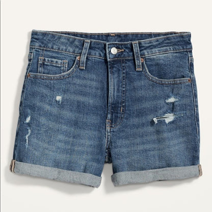 Old Navy High Rise Straight Ripped Jean Shorts Size 2