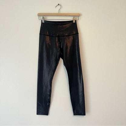 Beyond Yoga Black Shine Faux Leather High Waisted Legging Size Small