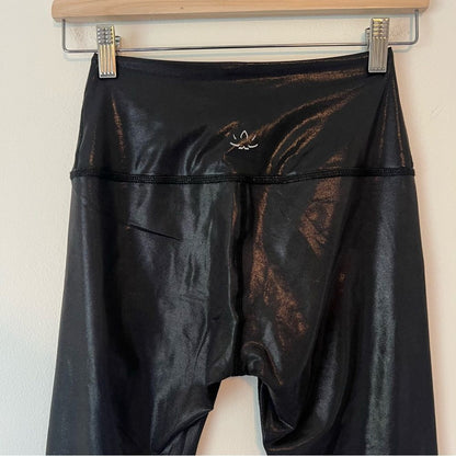 Beyond Yoga Black Shine Faux Leather High Waisted Legging Size Small