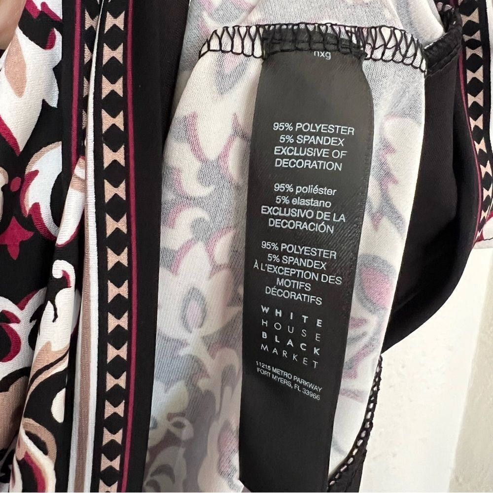 White House Black Market 3/4-Sleeve Matte Jersey Printed Tunic Size XS