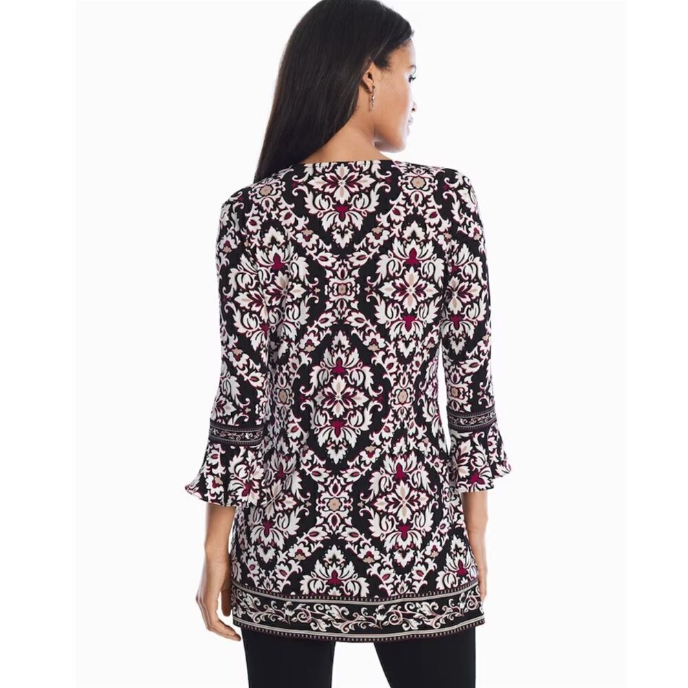 White House Black Market 3/4-Sleeve Matte Jersey Printed Tunic Size XS