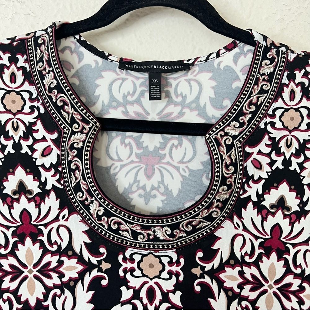 White House Black Market 3/4-Sleeve Matte Jersey Printed Tunic Size XS