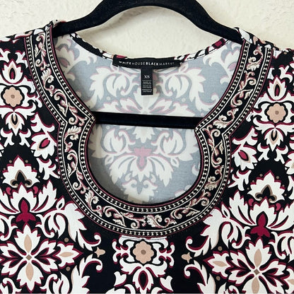 White House Black Market 3/4-Sleeve Matte Jersey Printed Tunic Size XS