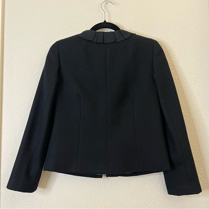 J. Crew 100% Wool Ruffle Black Jacket Size 2