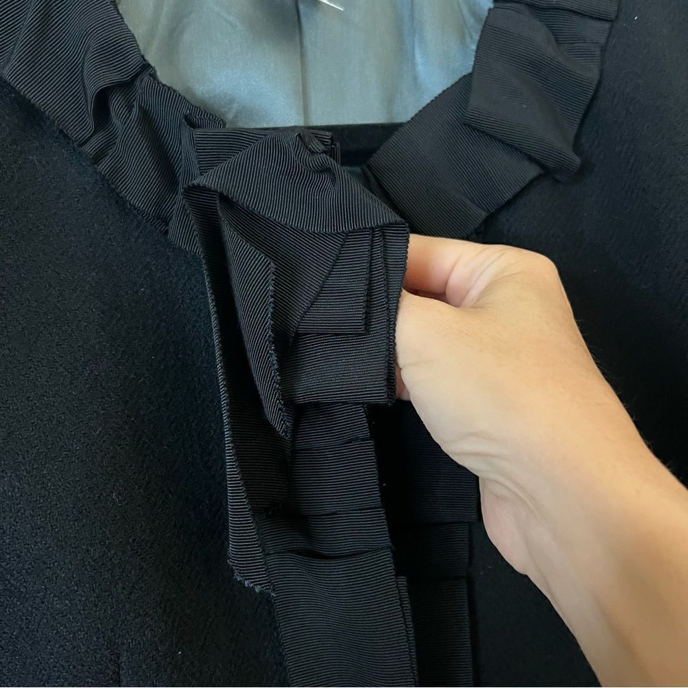 J. Crew 100% Wool Ruffle Black Jacket Size 2