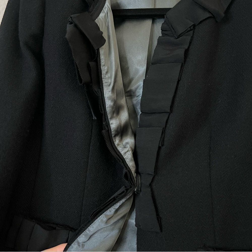 J. Crew 100% Wool Ruffle Black Jacket Size 2