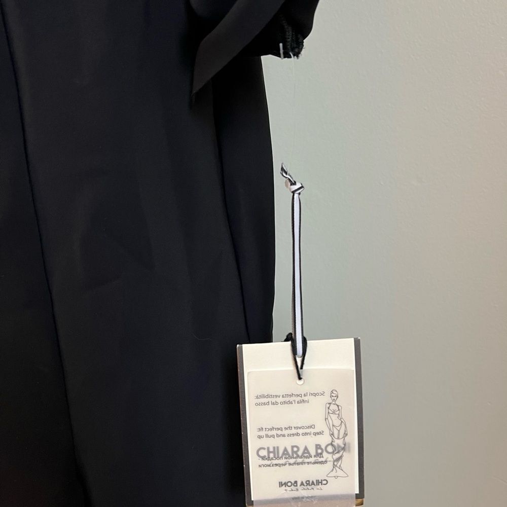Chiara Boni La Petite Robe Iza Black Dress NEW Size 14 Long Sleeve Formal