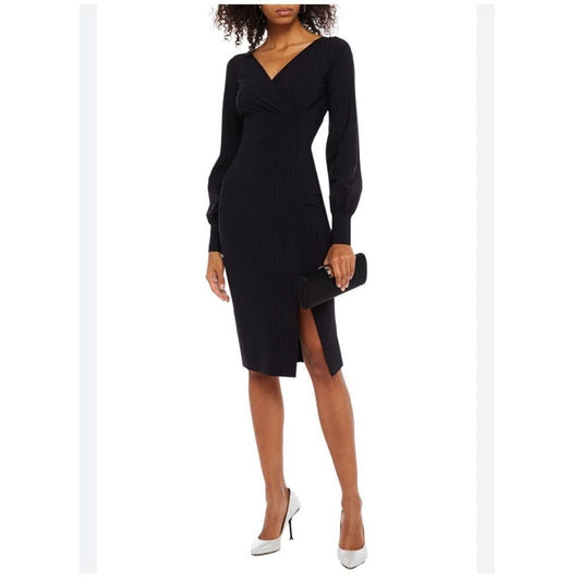 Chiara Boni La Petite Robe Iza Black Dress NEW Size 14 Long Sleeve Formal