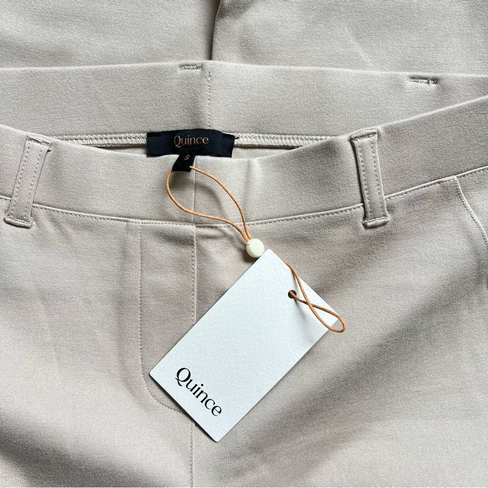 Quince Ultra Stretch Ponte Straight Leg Ankle Pants NEW Size S / 26 Cream