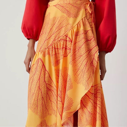 Anthropologie Hutch Printed Wrap Maxi Skirt NEW Size Large