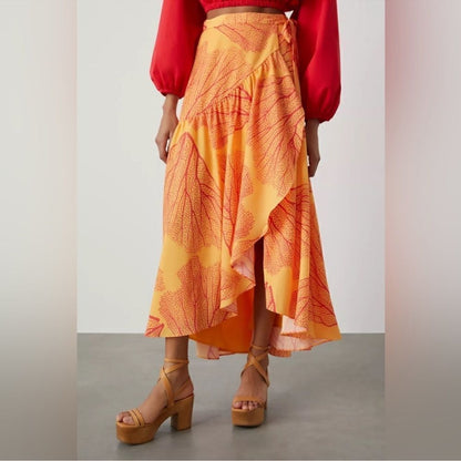 Anthropologie Hutch Printed Wrap Maxi Skirt NEW Size Large